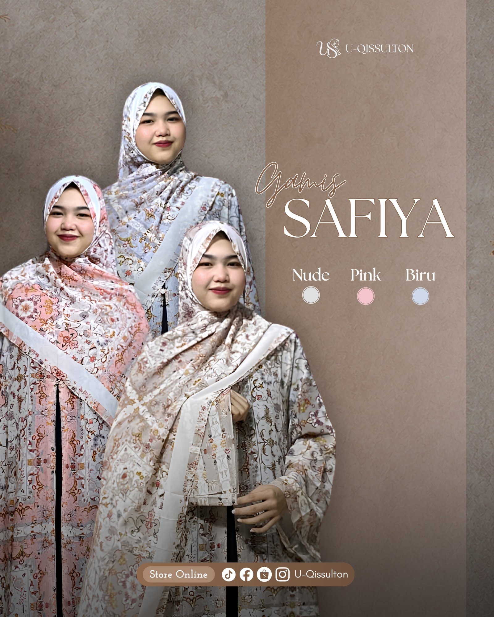 Gamis Abaya Safiya Series Satu Set Pashmina